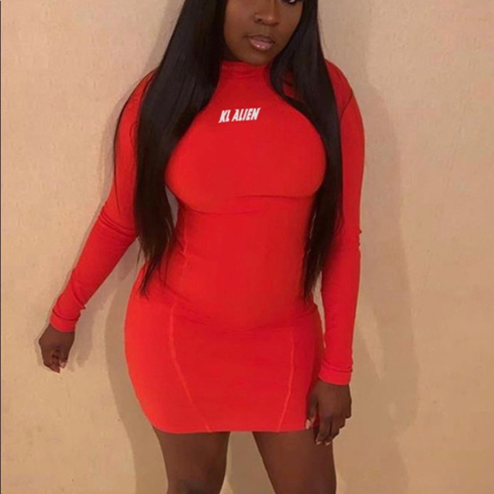 A Red Fitted Dress.